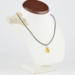 Cognac pendant on black leather Cognac pendant on black leather